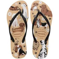 Chinelo Havaianas Slim Pets Preto e Dourado 33/34