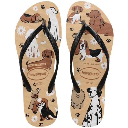 Chinelo Havaianas Slim Pets Dourado-Preto-Branco 35/36