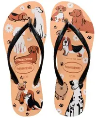 Chinelo Havaianas Feminino Slim Pets Dourado, Preto e Branco Tamanho 37/38