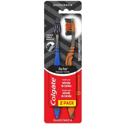 Escova Dental Colgate Zig Zag Carvao Macia 2 Unidades