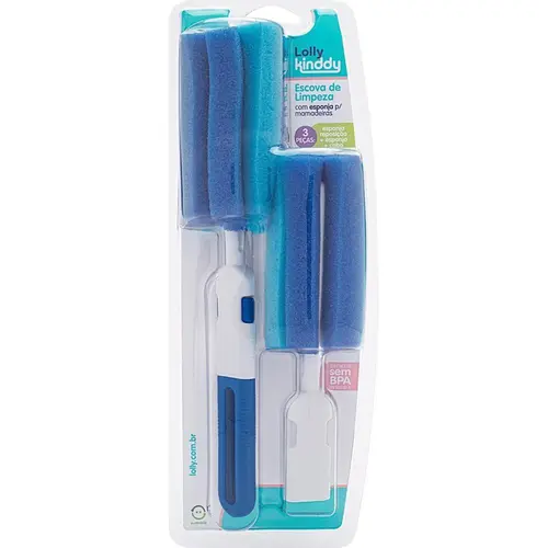 Escova para Limpeza de Mamadeira Esponja Azul  Lolly 7082