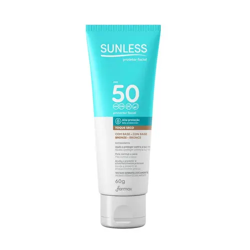 Protetor Solar Sunleess FPS 50 Facial Com Base Bronze 60g
