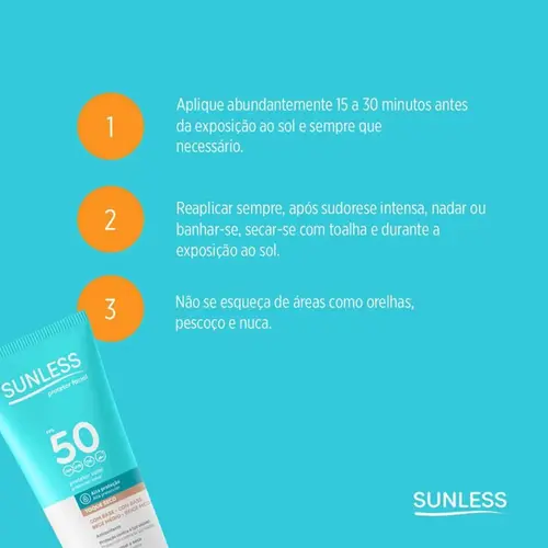 Protetor Solar Sunleess Fps 50 Facial 60g Com Base Médio