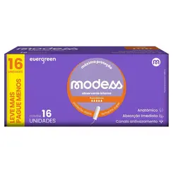 Absorvente Modess Interno Intenso Tamanho Super 16 Unidades