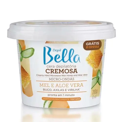 Cera Depil Bella Cremosa Para Microondas Mel E Aloe Vera 200g