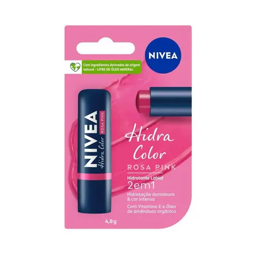 Protetor Labial Nivea Hidra Color 2 em 1 Rosa Pink 4,8g