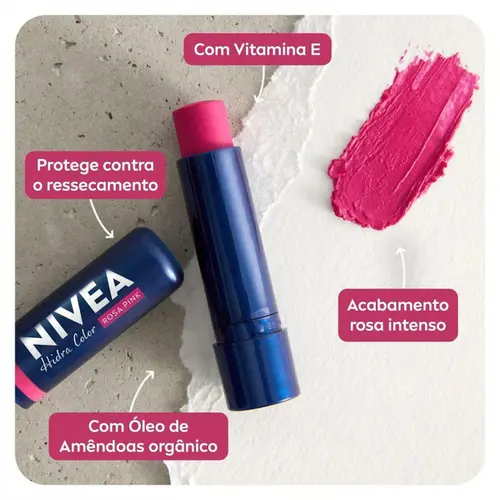Protetor Labial Nivea Hidra Color 2 em 1 Rosa Pink 4,8g