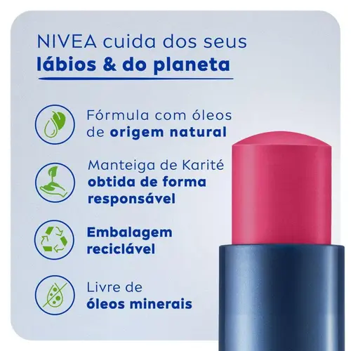 Protetor Labial Nivea Hidra Color 2 em 1 Rosa Pink 4,8g