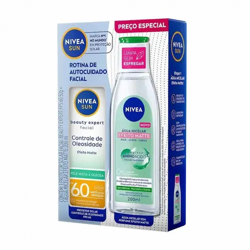 Protetor Solar Nivea Facial FPS 60 50ml + Água Micelar 200ml