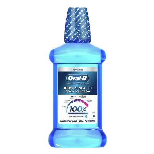 Enxaguante Bucal Sem Alcool Oral B 100% De Sua Boca Cuidada 500ml