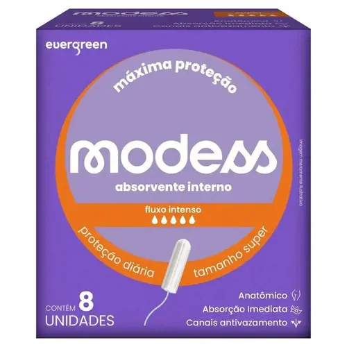Absorvente Modess Interno Intenso Super Com 8 Unidades