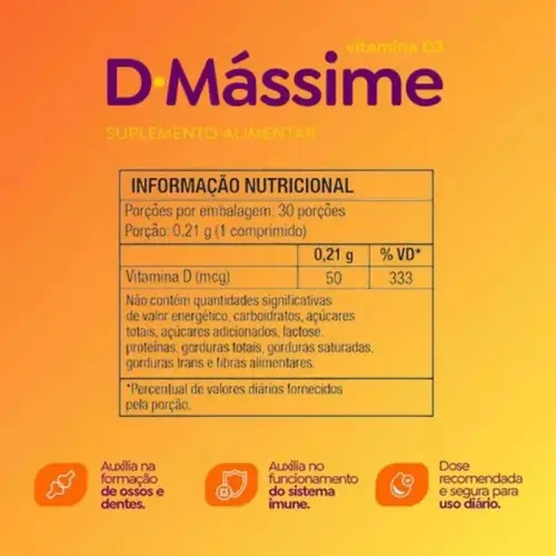 D Massime Vitamina D  2.000UI 30 Comprimidos