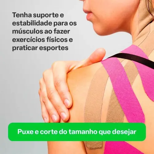 Fita Kinesio Multilaser Saúde Muscle Fix Rolo 5cm x 5M Bege