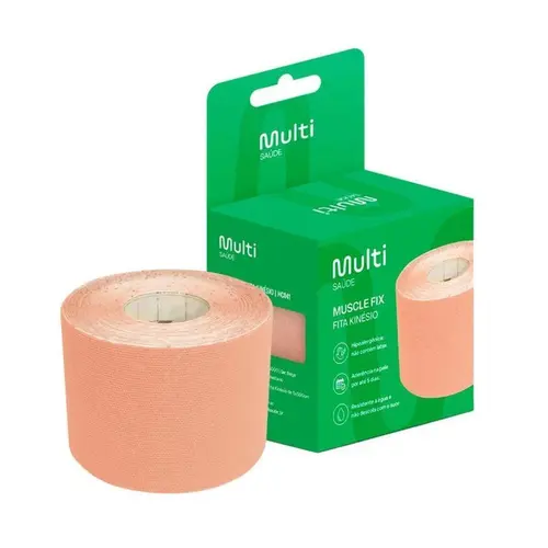 Fita Kinesio Multilaser Saúde Muscle Fix Rolo 5cm x 5M Bege