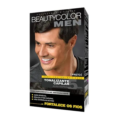 Kit Tonalizante Capilar Beauty Color Men Gel S/ Amônia Preto
