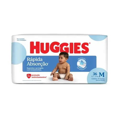 Fralda Huggies Rápida Absorção Média 36 Unidades