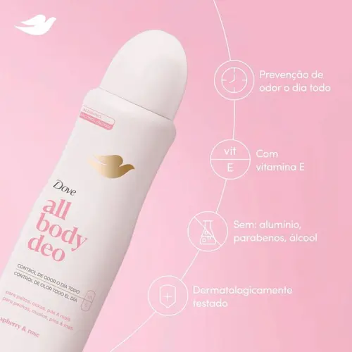 Desodorante Dove Aerosol All Body Deo Raspberryrose 150ml