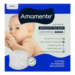 Absorvente Para Seios Amamente Dia e Noite 24 Unidades