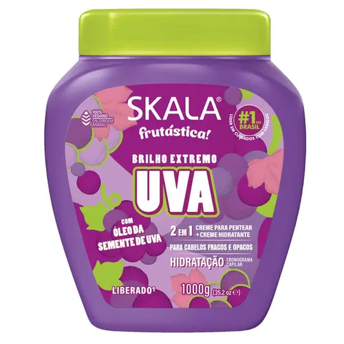 Creme Skala Frutástica Uva 2 Em 1 Creme Para Pentear + Creme Hidratante 1Kg