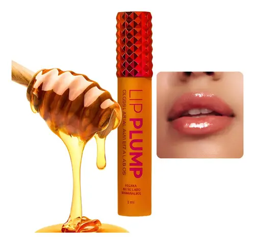 Lip Gloss Plump Mel Brilho Labial Aplicador Bella Femme