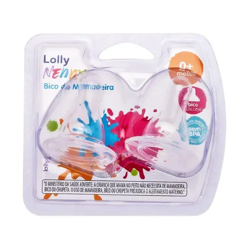Bico De Mamadeira Redondo Lolly Nenny 0+ Meses Com 2