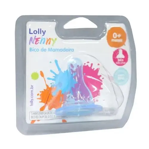 Bico De Mamadeira Redondo Lolly Nenny 0+ meses Azul