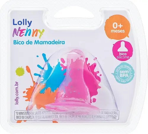 Bico De Mamadeira Redondo Lolly Nenny Rosa 0+ Meses