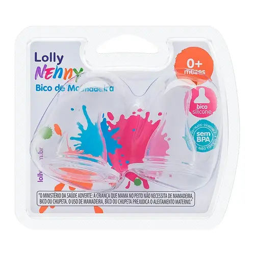Bico De Mamadeira Lolly Redondo De Silicone Com 2un