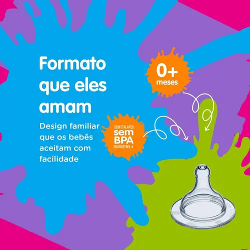 Bico De Mamadeira Big Redondo Lolly Nenny 0+ Meses