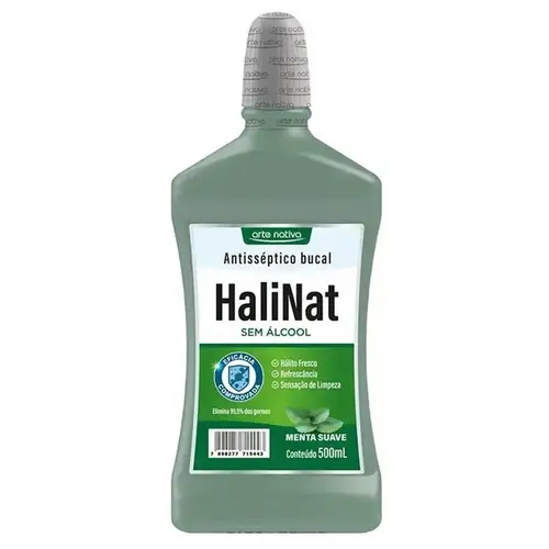 Enxaguante Antisséptico Bucal Halinat Menta Suave Sem Álcool 500ml