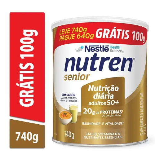 Suplemento Alimentar Nutren Senior Sem Sabor Leve 740g Pague 640g