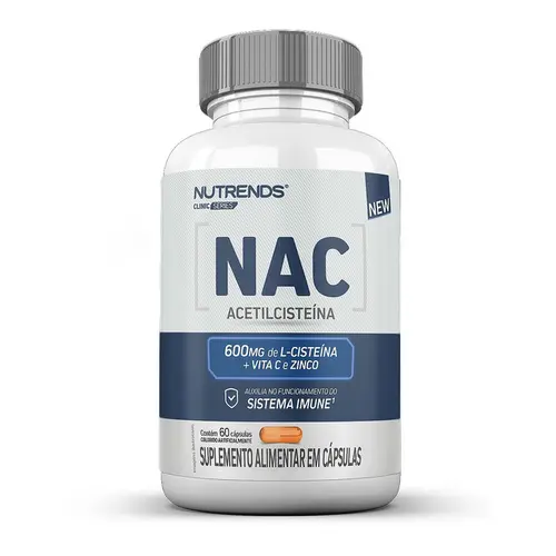 NAC Acetilcisteína (600mg L-Cisteína + Vita C + Zinco) - 60 Cápsulas