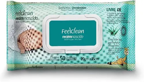 Toalha Umedecida Recém Nascido Feelclean Pacote 50 Unidades