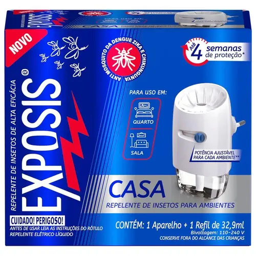 Repelente Elétrico Líquido Exposis Casa Aparelho + Refil 32,9ml