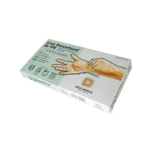 Luvas Tpe Sem Pó Transparente Média 100 Unidades Descarpack