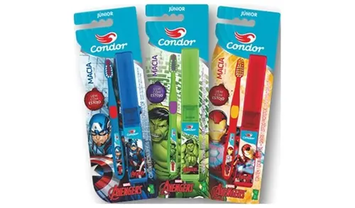 Escova Dental Infantil Macia Condor Avengers com Estojo