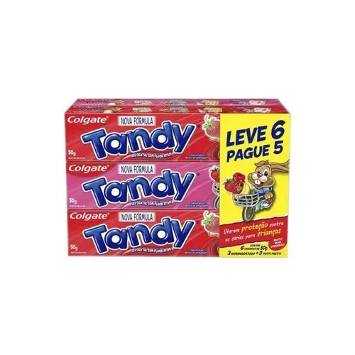 Creme Dental Infantil Tandy Morango + Tutti-Fruti 50G Leve 6 Pague 5