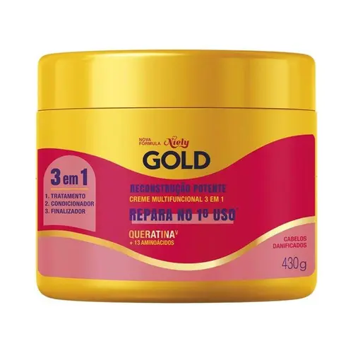 Creme de Tratamento Niely Gold Reconstrução Potente Queratina 430g