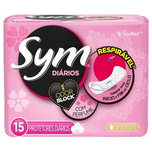 Absorvente Sym Protetor Diario Com Perfume Com 15 Unidades
