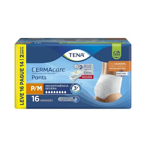 Roupa Intima Tena Dermacare Tamanho P/M Com 16 Unidades