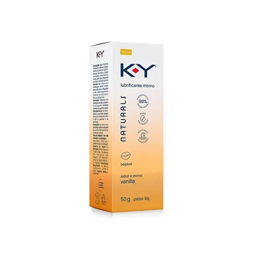 Lubrificante Íntimo KY Naturals Beijável Sabor e Aroma Vanila 50g