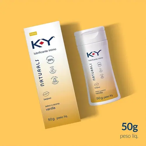Lubrificante Íntimo KY Naturals Beijável Sabor e Aroma Vanila 50g