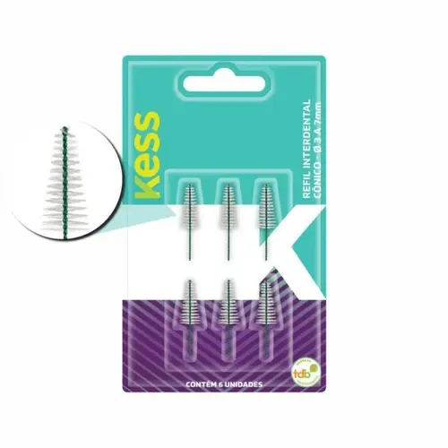 Refil Interdental Cônico Kess Ø 3 A 7mm com 6 Unidades