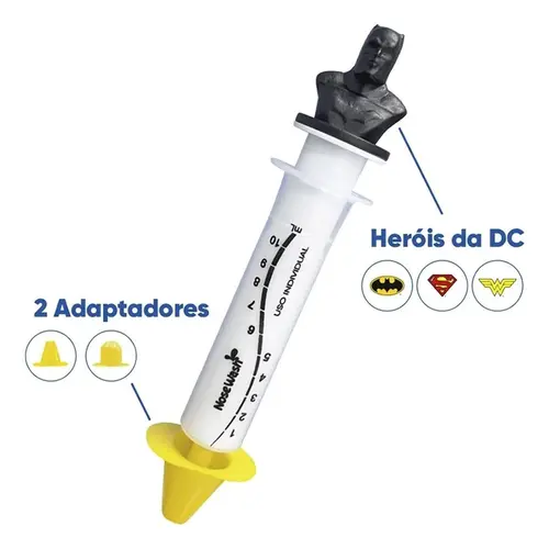 Seringa de Lavagem Nasal 20ml Infantil Batman + Copo Medidor 80ml Nosewash
