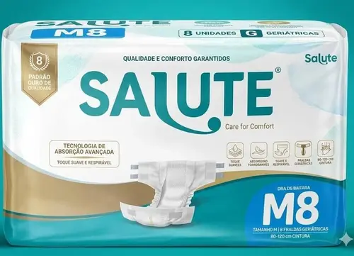 Fralda Geriátrica Salute Sênior Premium - Tamanho M - 08 Unidades