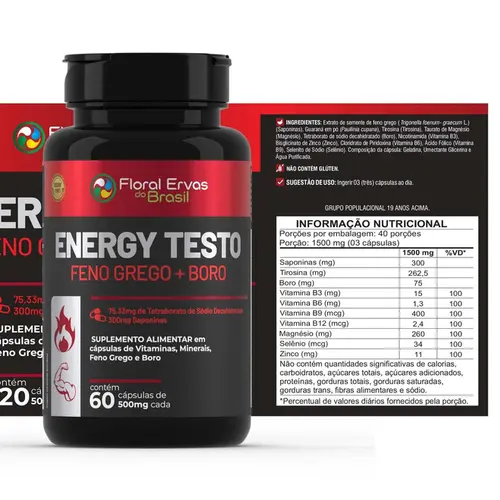 Suplemento Energy Testo 500mg 60 Cáspulas