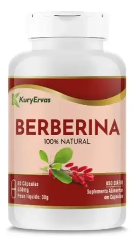 Berberina 100% Pura Kury Ervas Suplemento Natural 60 Cápsulas