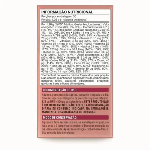 Polivitamínico Materna DHA para Gestantes 30 Cápsulas