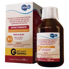 Xarope Cloridrato de Oxomemazina + Iodeto de Potássio + Benzoato de Sódio + Guaifenesina 120 mL EMS