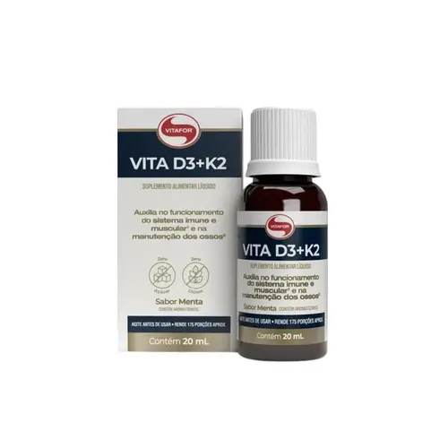 Vitamina D3 + K2 2.000ui 20ml Sabor Menta Vitafor